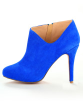 Blue Elegant Sheepskin 3 9/10'' High Heel Womens Short Boots
