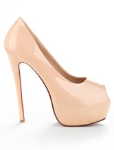 Chaussure à talons aigus en PU clair verni avec bout ouvert