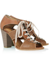 Popular Imitation Leather 2 7/10'' High Heel Lace-up Sandals For Women