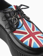 Plataforma Creeper zapatos impresión patriótico PU cuero Femenil negro