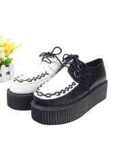 Ovalada Color bloquear PU cuero plataforma Creeper zapatos para mujer