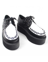 Ovalada Color bloquear PU cuero plataforma Creeper zapatos para mujer