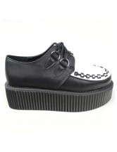 Ovalada Color bloquear PU cuero plataforma Creeper zapatos para mujer