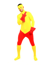 Rouge et jaune Catsuit pour hommes Spandex Lycra