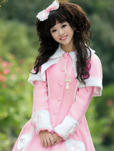 Pink Single Breasted Cashmere Polyester Lolita Coat