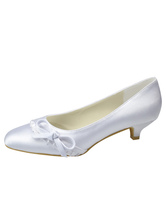 Lovely White Satin 1 2/5'' High Heel Wedding Shoes