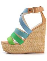 Gradient Color Open Toe Criss-Cross Nubuck Womens Espadrilles