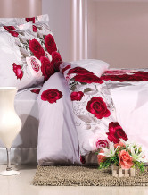 4-pc clásico blanco y rojo algodón edredón cubierta Oriental lecho