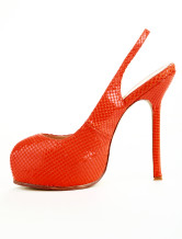 Orange 5 1/2" High Heel 1 1/5" Platform Sling Back PU Womens Shoes