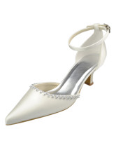 Fantastic Ivory Satin 1 9/10'' High Heel Wedding Shoes