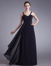 Black Prom Dress A Line Sweetheart Sleeveless Straps Beaded Formaldinner Gown Wedding Dresses