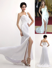 Celebrity Dresses Sexy White Elastic Woven Satin One Shoulder Gossip Girl Fashion Dress