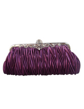 Purple Ruffles Chains Silk Wedding Handbag