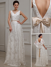 Herrliches Brautkleid mit Taillenband und großer Schleife Milanoo