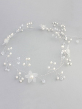 White Wedding Headband Crystal Pearls Headpieces Bridal Hair Accessories
