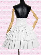 Jupe Lolita en coton blanc à taille d'empire et volants