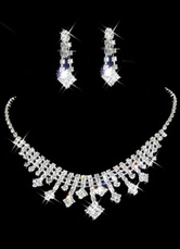 Cute Rhinestone Silver Plating Alloy Wedding Jewelry Set