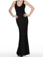 Glamour Black fractionnement Pattern Womens parti tenue vestimentaire