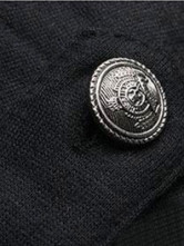 Mode Hoodie noir boutons manches longues coton hommes