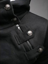 Mode Hoodie noir boutons manches longues coton hommes