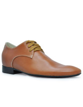 Vintage Brown Pointed Toe Cow Leather Rubber Sole Men's Taller Shoes