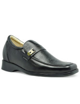 Classic Black Cow Leather PVC Sole Elevator Shoes For Men