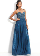 Classic Royal Blue Chiffon Spaghetti Strap Prom Dress