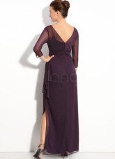 Vintage Grape Purple Chiffon Spaghetti Strap Floor Length Prom Dress