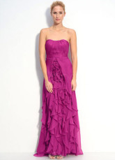 Grace Grape Purple Chiffon Strapless Prom Dress