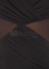 Sweet Black Chiffon Scoop Collar Mini Cocktail Dress