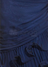 Sweetheart Dark Navy Blue Chiffon Floor Length Prom Dress