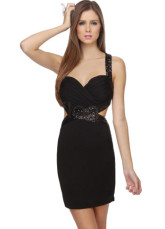 Black sexy Sweetheart Mini robe de Cocktail de filage
