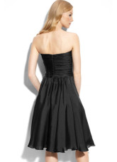 Sweet Black Chiffon Sweetheart Knee Length Cocktail Dress