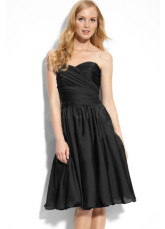 Sweet Black Chiffon Sweetheart Knee Length Cocktail Dress