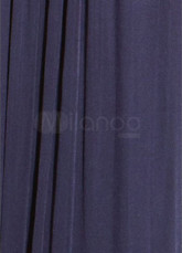Deep V-neck Dark Navy Blue Chiffon Long Sleeve Prom Dress