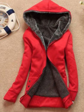 Fashion Red Cotton Plush Lining Women's Hoodie