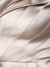 Slim abricot Terylene acétate fibres Spandex parti d'une épaule robe