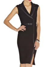 Vintage Black Terylene Manmade Cotton Sleeveless Turndown Collar Party Dress