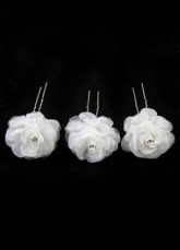 Fleur de cheveux de mariage en alliage fil Rhinestone soie blanche