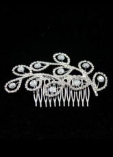 Romantique blanc argenté de Rhinestone Wedding peigne de placage