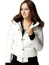 White Detachable Hoodie Terylene Womens Down Coat