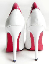 Red, White a souligné Toe Cut Out en cuir verni Womens rouge Bas chaussures