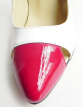 Red, White a souligné Toe Cut Out en cuir verni Womens rouge Bas chaussures