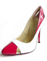 Red, White a souligné Toe Cut Out en cuir verni Womens rouge Bas chaussures