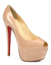Nude Peep Toe Platform Patent Leather Womens High Heel Shoes
