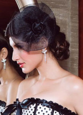 Gorgeous Black Flower Net Womens Hair Hat