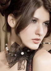 Black White Beautiful Lace Flower Womens Necklace Chain