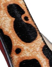 Leopard Pattern Open Toe Horse Hair High Heel Womens Shoes