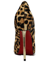 Leopard Pattern Open Toe Horse Hair High Heel Womens Shoes