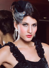Black Silver Net Bow Feather Decoration Formal Hat